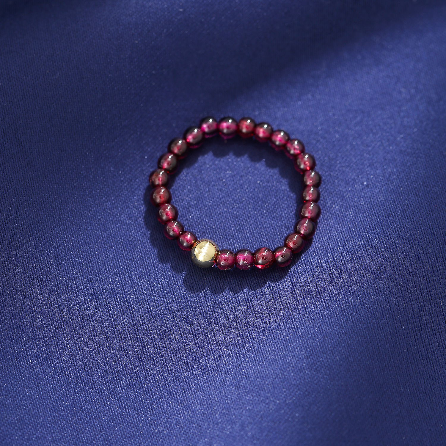 石榴石戒指女生日礼物酒红圆珠指环小众设计高级感冷淡风个性时尚