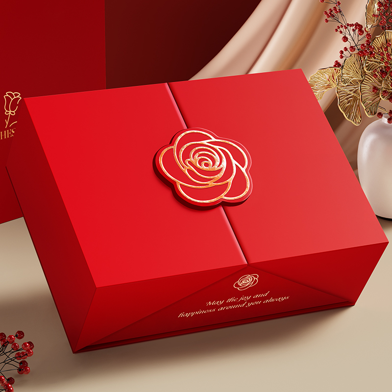 生日礼物盒成人礼新婚结婚化妆品礼品盒包装盒红色喜庆礼盒空盒子