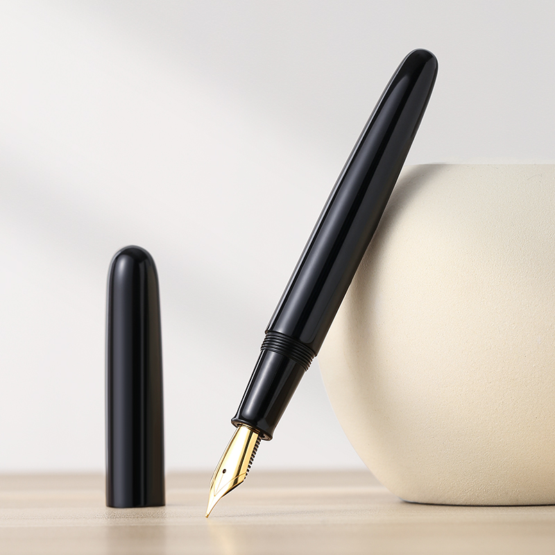 tramol素笺系列硬橡胶钢笔镀金笔尖黑色日本进口硬橡胶