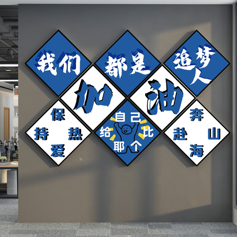 公司进门形象背景企业文化办室墙面装饰氛围布置会议励志标语贴画