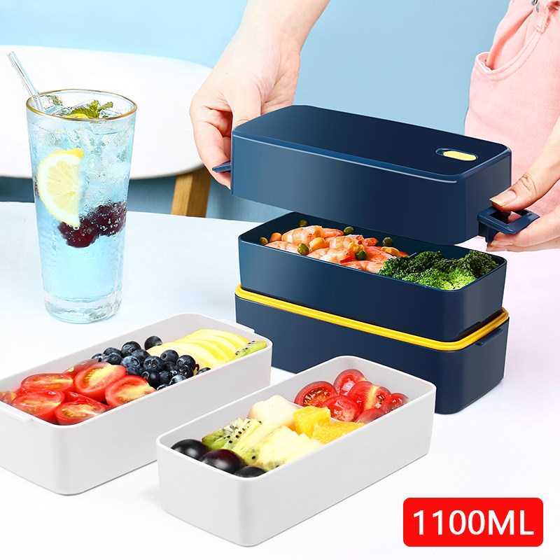 Konco Lunch Box Bento Box for Student Office Worker Double-l