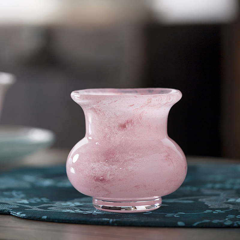 叶屿 粉彩渣斗茶洗水盂新中式建水白色粉色女士高端花器茶器琉璃