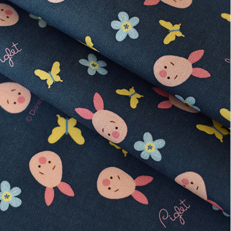 韩国进口高档全棉可爱面料儿童服装床品布料手工迪士尼小猪皮杰