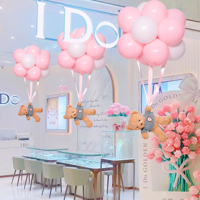 七夕情人节小熊热气球吊装饰品珠宝店告白商场景活动氛围布置道具