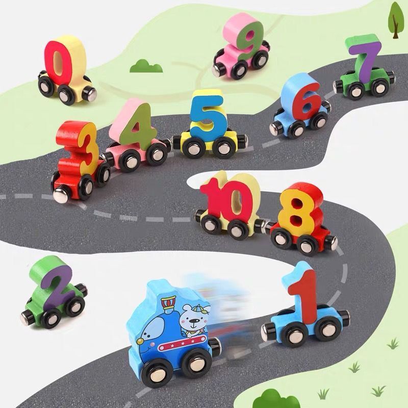 儿童磁性小火车积木数字玩具多功能玩具车男女孩益智拼装学习认知