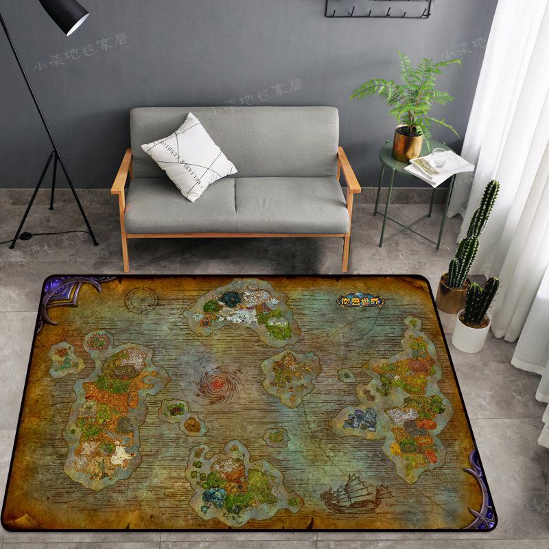 魔兽世界地毯wow艾泽拉斯地图地毯客厅茶几卧室房间床边垫可定制
