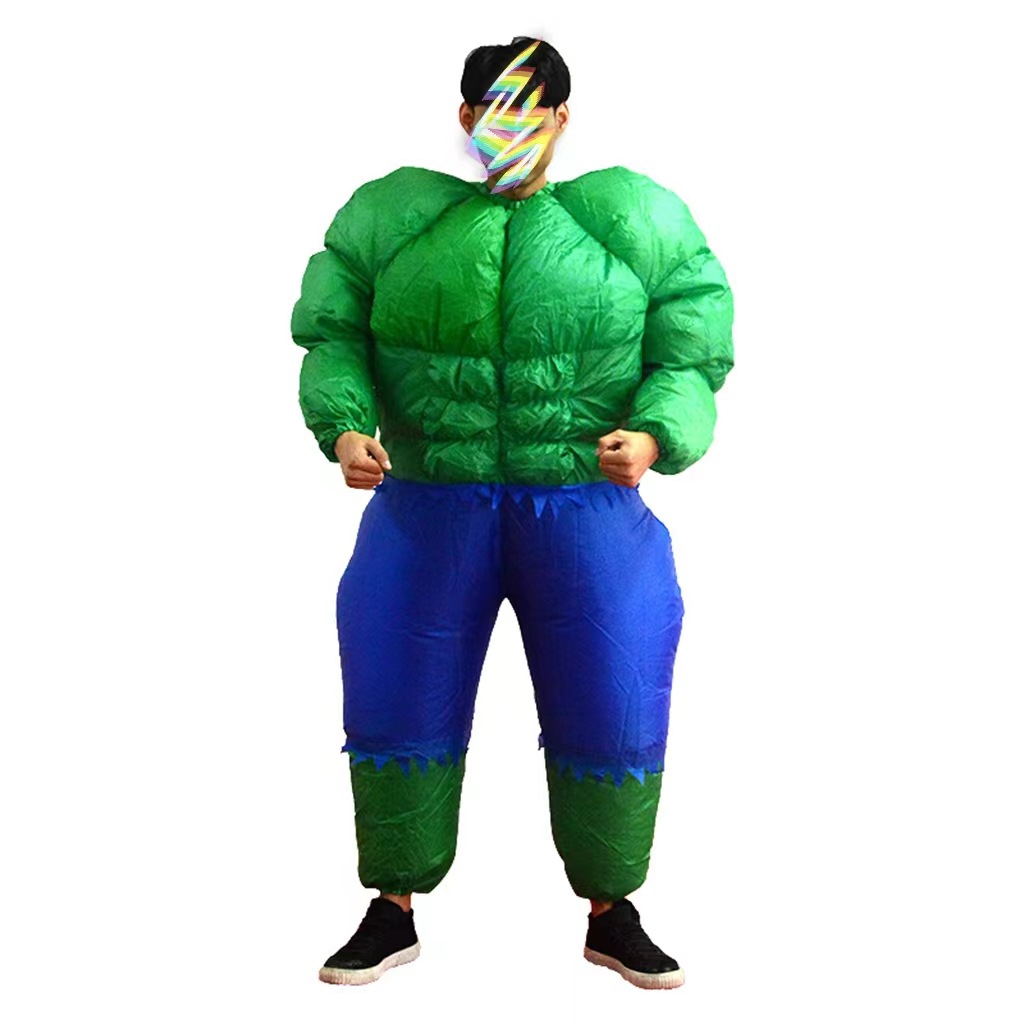 万圣节娱乐绿巨人充气服角色扮演道具猛男绿色肌肉男立体充气服装