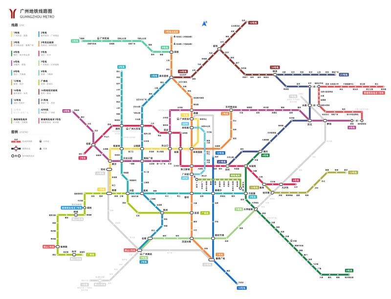 2022新版广州地铁路线图深圳市交通轨道换乘示意图海报贴画纸高清