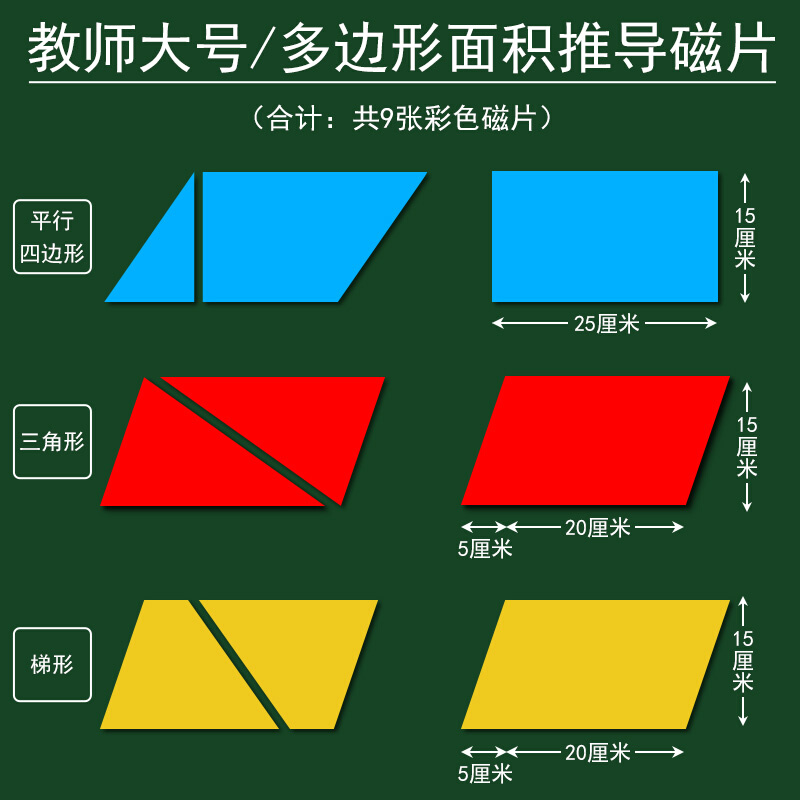 。平行四边形的面积推导教具梯形三角形计算公式磁吸长方形图形变