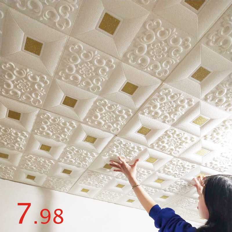 天花板吊顶自装自粘贴纸3d立体软包泡沫保温墙贴电背景墙装饰隔热