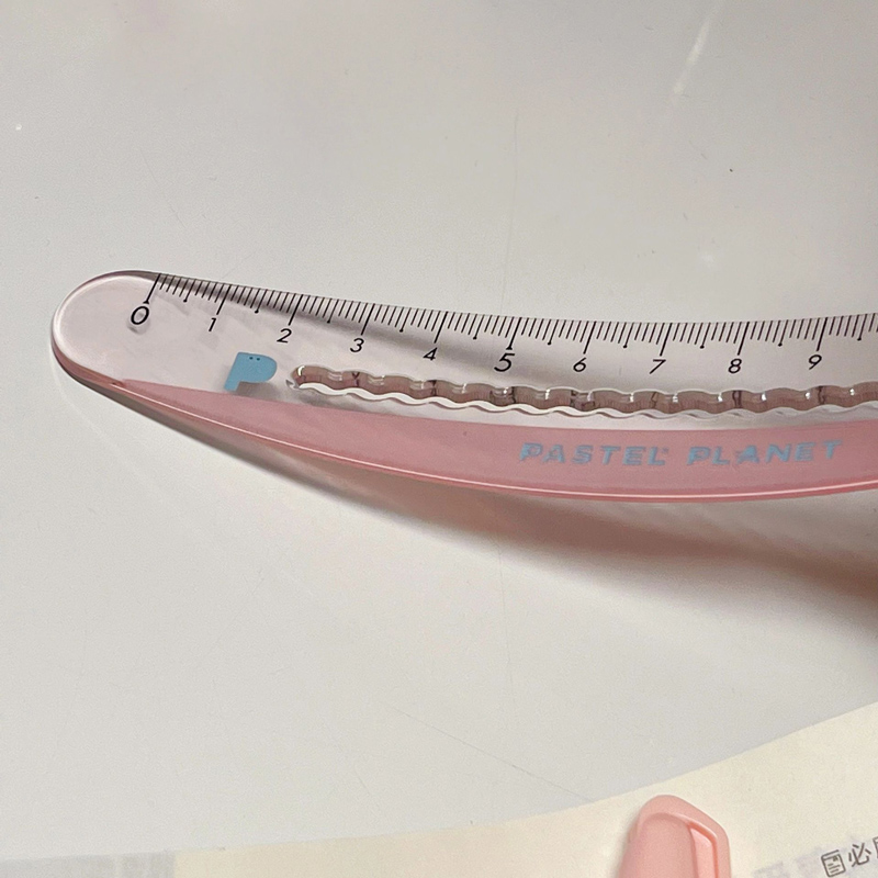 日本kokuyo国誉淡彩星球波浪弯弯尺15cm简约创意中学生高中生用绘图直尺多功能测量刻度尺学习工具