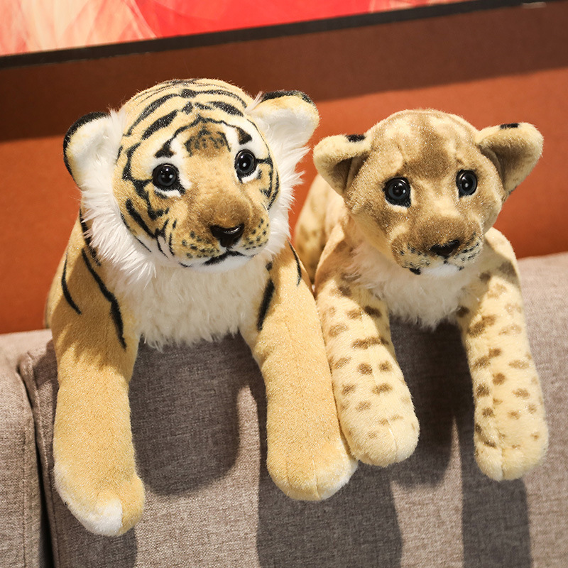 新款创意 仿真动物 美洲狮 老虎 豹子 狮子毛绒玩具公仔 儿童礼物