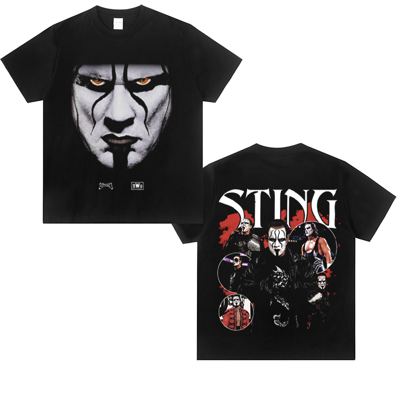 WWE Sting魔蝎大帝斯汀拳击美式小领口印花纯棉宽松运动潮短袖t恤