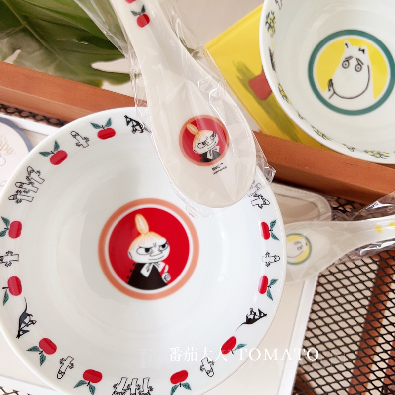 日本制造姆明亚美新款卡通大容量日式陶瓷大汤碗面碗勺子