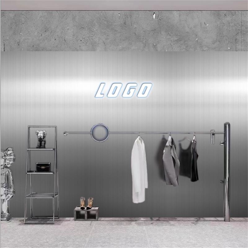科技感3d立体仿不锈钢金属墙纸男装直播间背景墙高级感壁纸舞蹈室