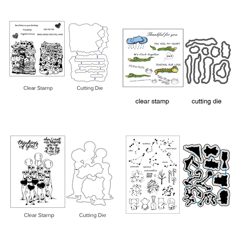 卡通动物类 透明印章金属刀模组合套装手账DIY卡片制作装饰
