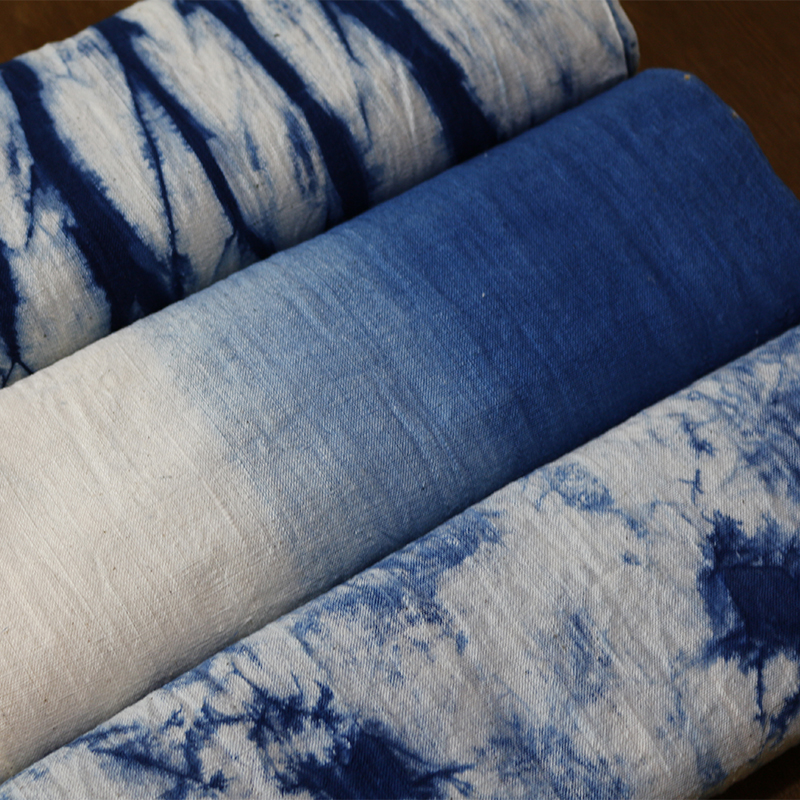 大理蓝言扎染手织老土布布料传统手工茶席床旗粗布装饰靛蓝染面料