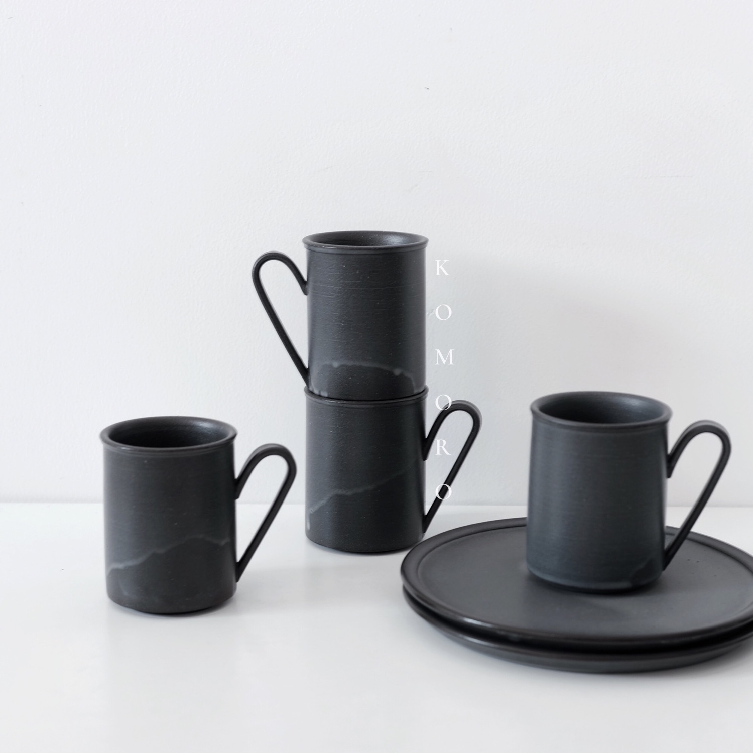 KooRoom l 日本艺术家团队黑泥陶器作品 咖啡杯茶杯托盘马克杯