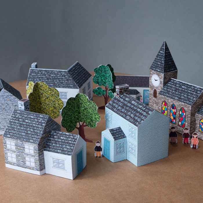 儿童手工折纸DIY拼装立体3D纸质模型玩具乡村农村村镇小镇小房子