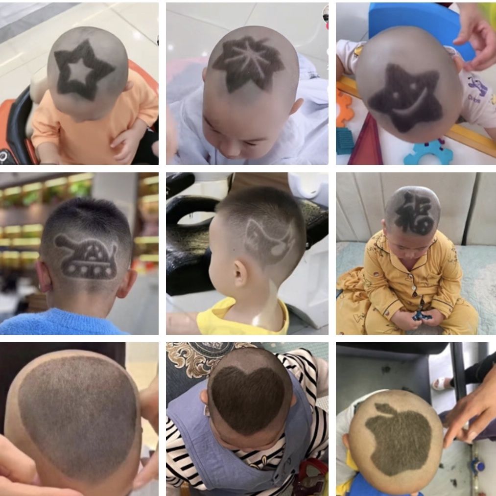儿童理发造型神器模具男孩发型雕刻图案辅助模版自己剪头发模型c