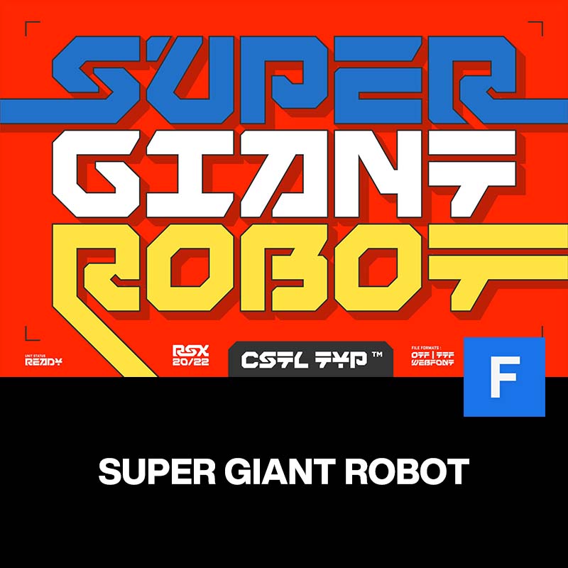Super Giant Robot复古日本动漫游戏高达机器人未来科幻英文字体