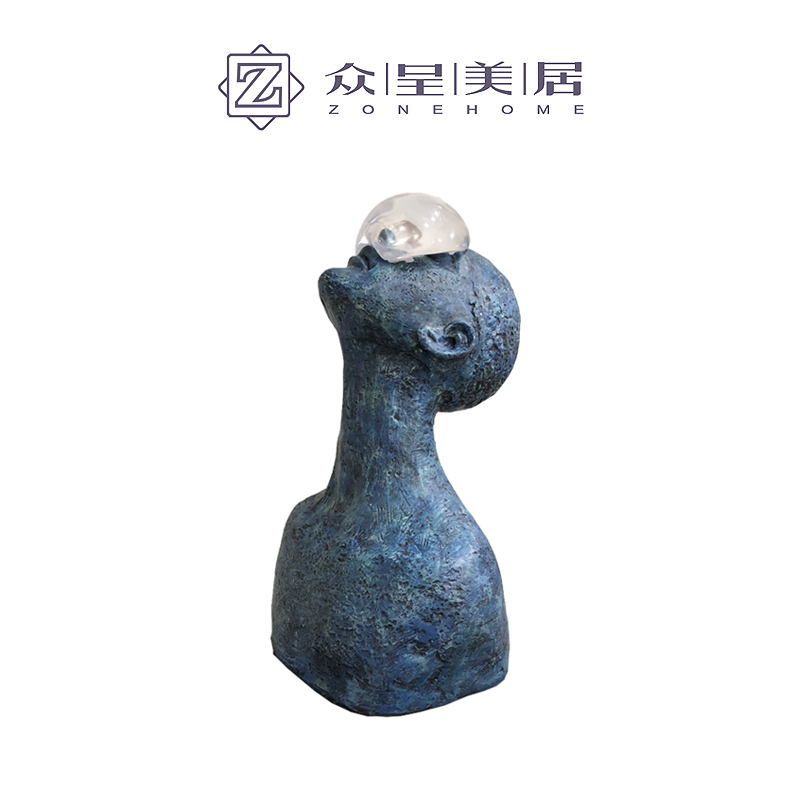 现代摆件室内软装创意蓝色雨滴抽象半身人物艺术品雕塑装饰品摆件