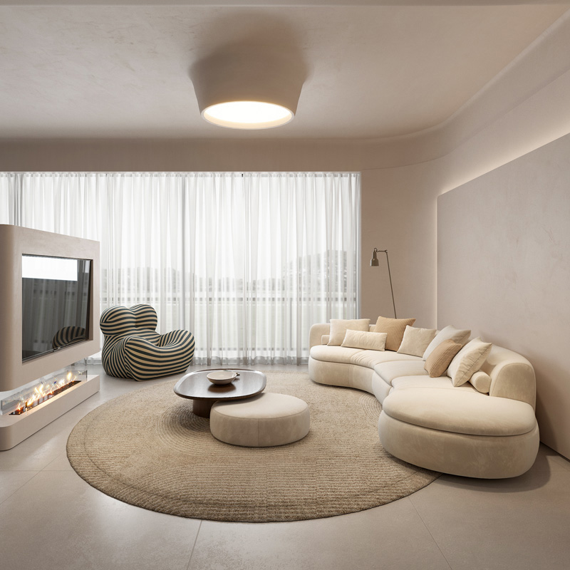 纳威2023年新款奶油风沙发弧形客厅北欧意大利极简ins网红设计师