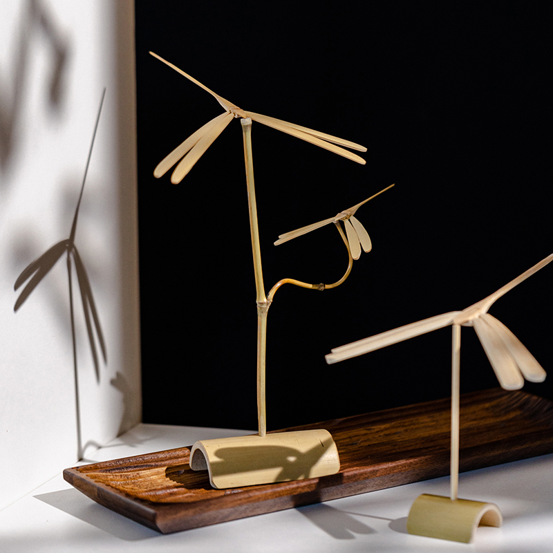 竹蜻蜓平衡摆件木质悬浮不倒翁创意平衡鸟桌面装饰品怀旧童年玩具