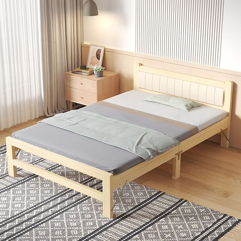 折叠床实木办公室午休床出租房用简易小床1米家用成人1.2米单人床