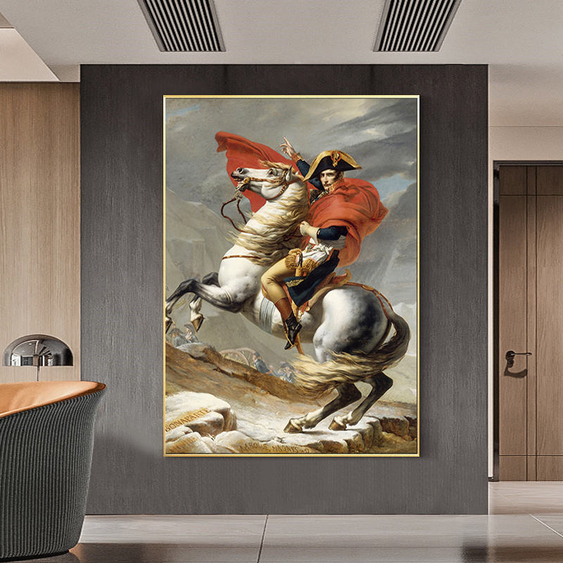 拿破仑骑马画像加冕挂画路易大卫名画文艺复兴欧式美式人物装饰画