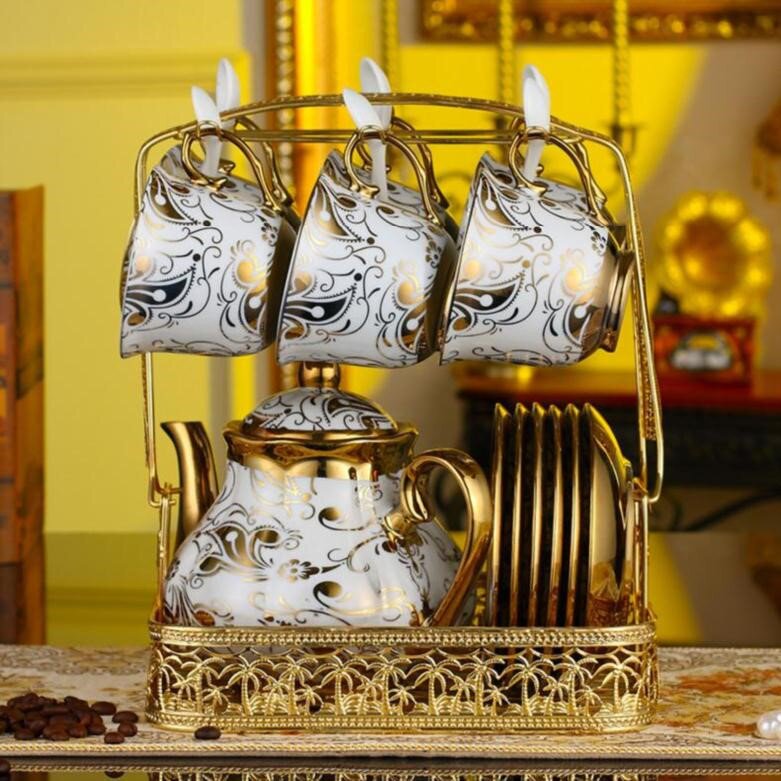 欧式骨瓷咖啡杯瓷杯子家庭6件套个小家用客厅一套套装风格4件套