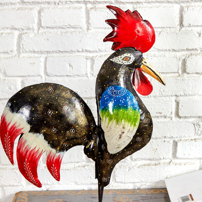 印度手工堆彩铁艺鸡摆件客厅玄关书房招财装饰品摆设吉祥物大公鸡