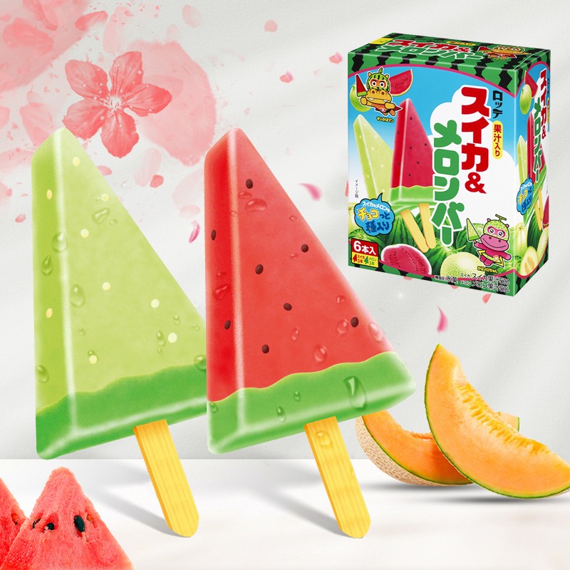 【新品】日本进口乐天西瓜哈密瓜雪糕冰淇淋水果口味盒装冰激凌