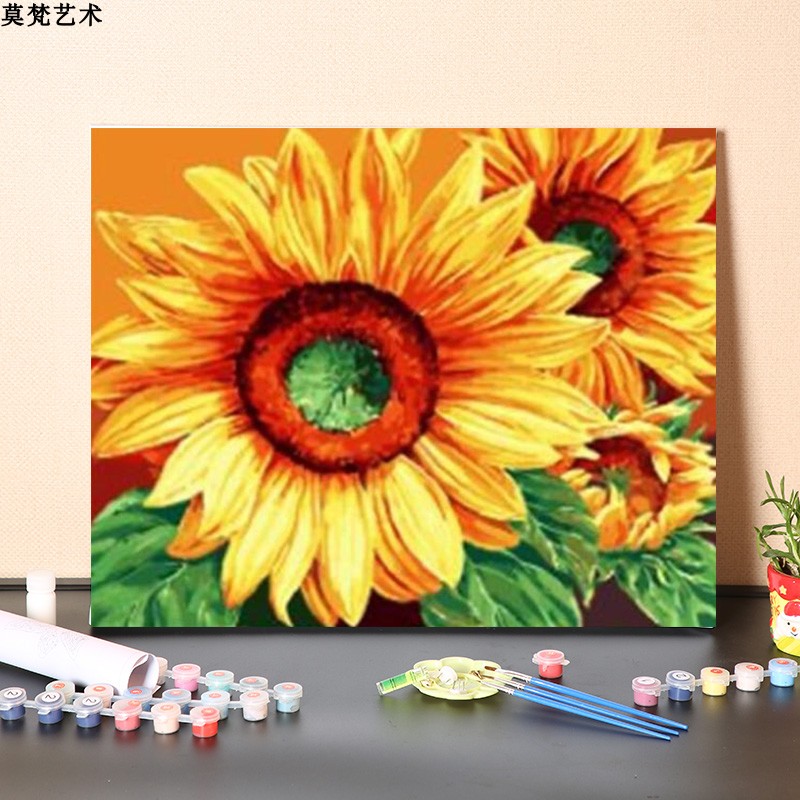 数字油画diy手工填充大向日葵花卉客厅装饰画手绘画画涂色油彩画