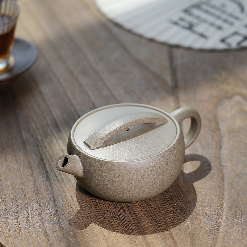 宜兴大口汉瓦紫砂壶原矿青灰段泥手工小品茶壶一片周盘小容量茶具