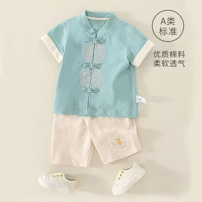周岁儿童衣服小男孩夏季中国风唐装宝宝汉服男童套装古装男生日常