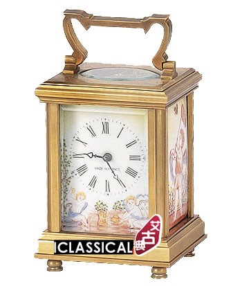 钟表 仿古钟表 古典钟表 机械座钟 欧式钟表 珐琅画皮套钟108mm