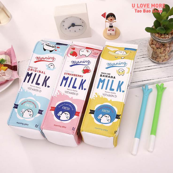 1 Pcs Kawaii Pencil Case Milk Square Gift Estuches School Pe