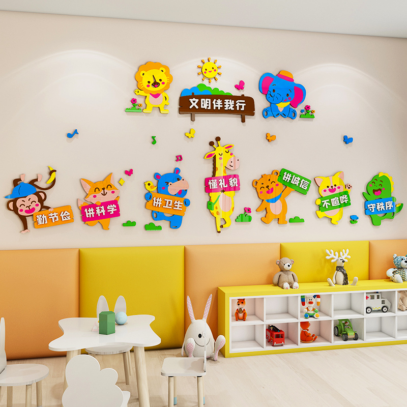 幼儿园环创主题墙成品布置好习惯教室墙贴画文明礼仪文化墙面装饰