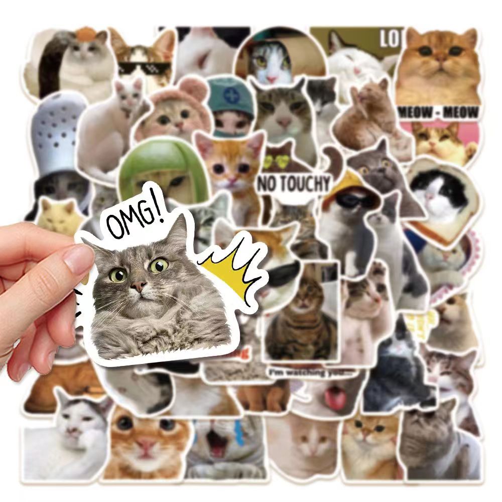 100张搞笑可爱猫咪表情包贴纸手帐笔记本ipad手机壳装饰防水贴画