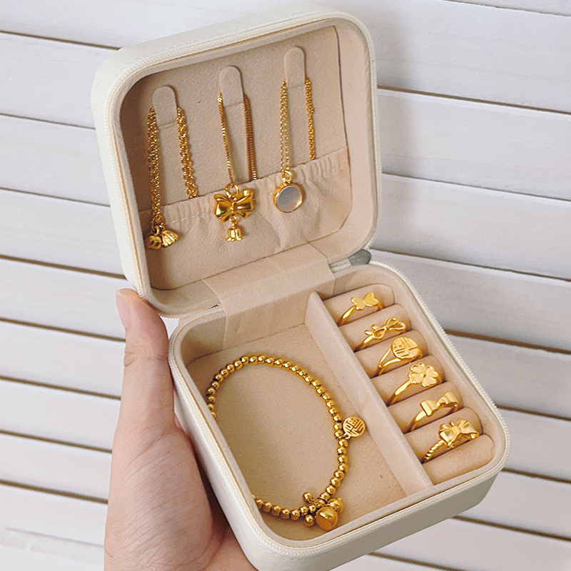 黄金存放盒放小型珠宝便携的首饰收纳盒高档精致2023新款饰品盒子
