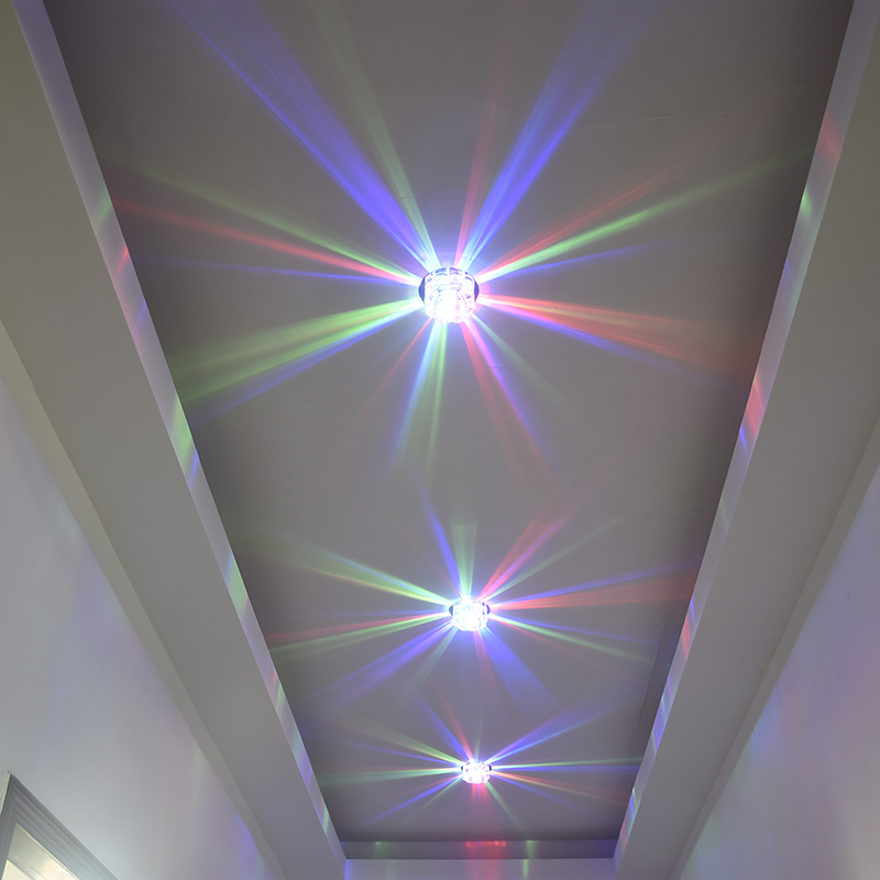 特价水晶筒灯LED过道走廊玄关入户客厅天花灯 七彩射灯可明装3W5W