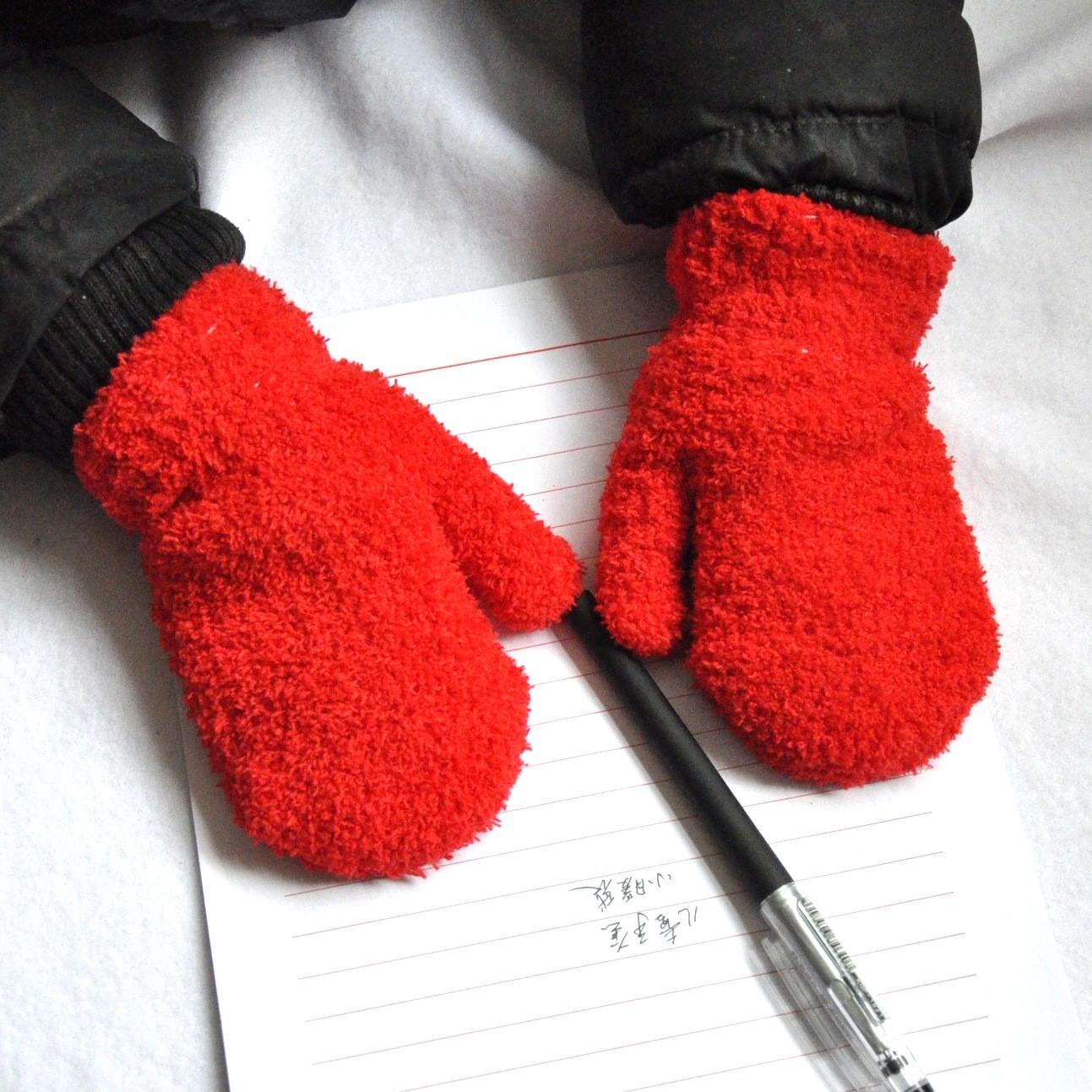 哈尔滨防寒儿童连指手套冬季保暖针织包仔小孩子半边绒毛绒绒手套