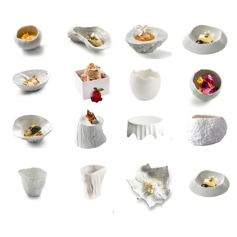 西班牙创意分子创意西餐法餐具鲍鱼陶瓷盘海胆碗 生蚝碟碗 菌类碟