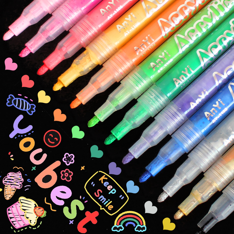 丙烯马克笔软头儿童学生美术专用画笔无毒可水洗颜料笔彩色笔绘画