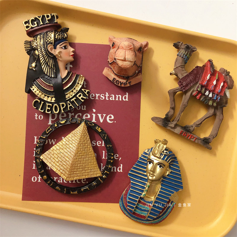 埃及印象旅游纪念3D立体法老王艳后金字塔骆驼装饰贴冰箱贴磁力贴