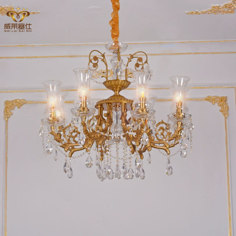 欧式全铜客厅水晶吊灯法式轻奢大气餐厅卧室美式复古别墅工程灯具