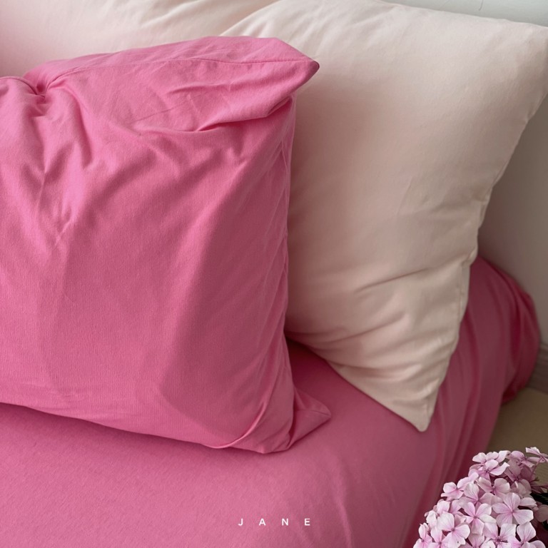 针织棉小粉红的自由组合搭配被套枕套床单床笠芍药和蔷薇的渐变色