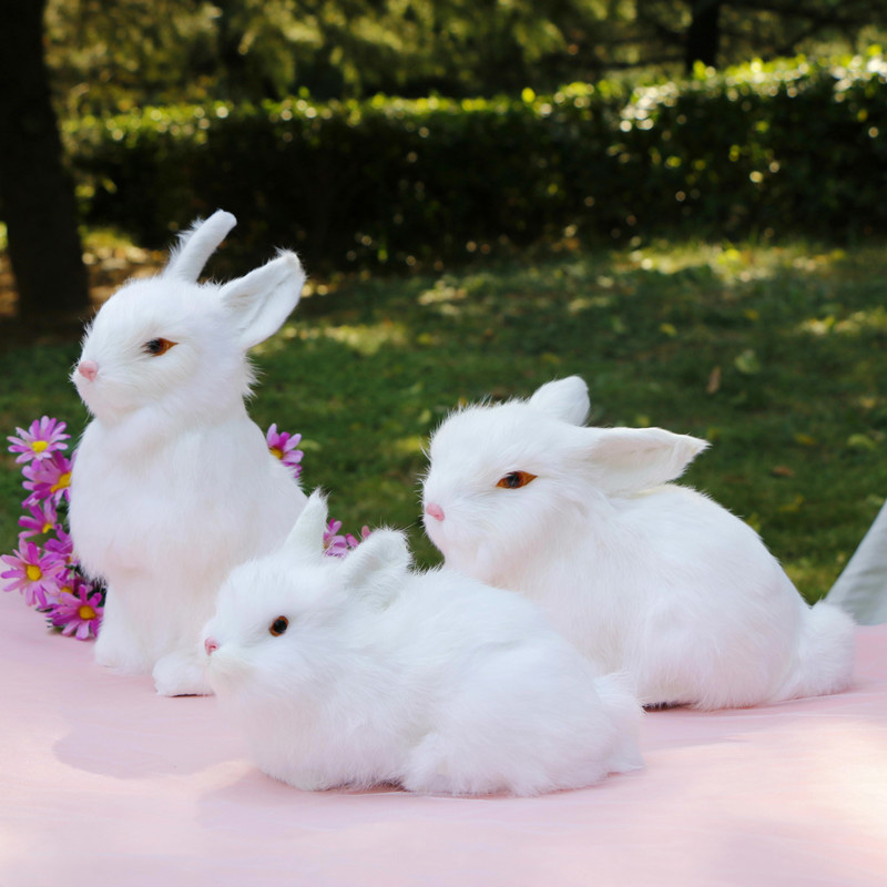 仿真兔子玩偶儿童摄影道具cosplay嫦娥玉兔动物模型桌面摆件白兔