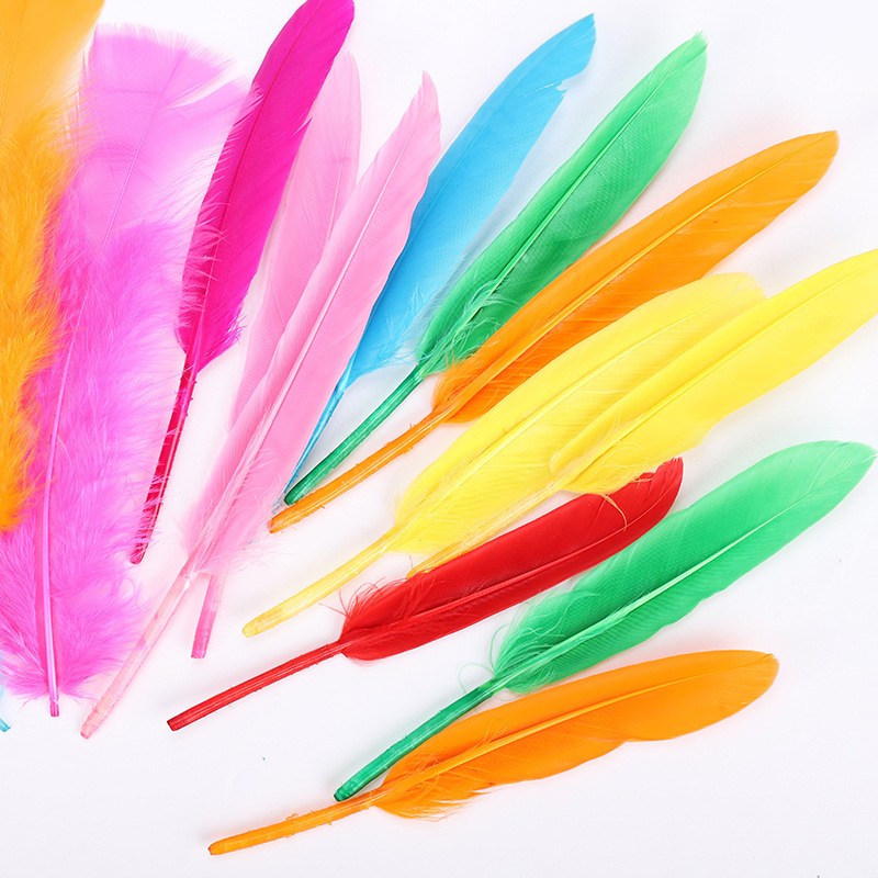 彩色羽毛 手工diy鹅毛绒毛 幼儿园创意美术材料儿童制作面具装饰